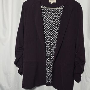 Skies Are Blue Deep Purple Blazer with Patterned Lining